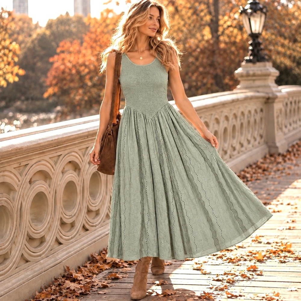 Anthropologie Meadow Rhodes Large Maxi Dress Cottagecore Boho Chic Coquette Fall